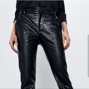 Zara Croc Leather Trousers